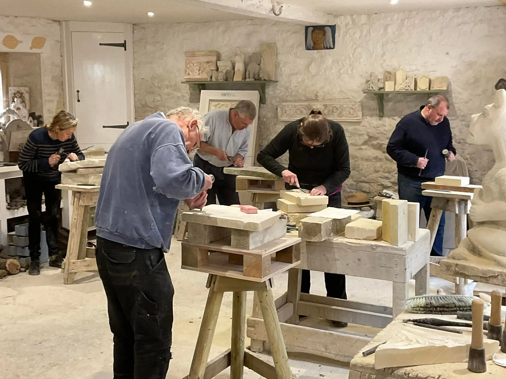 Tom Clark Bower Hinton Somerset Stone Carving studio Course