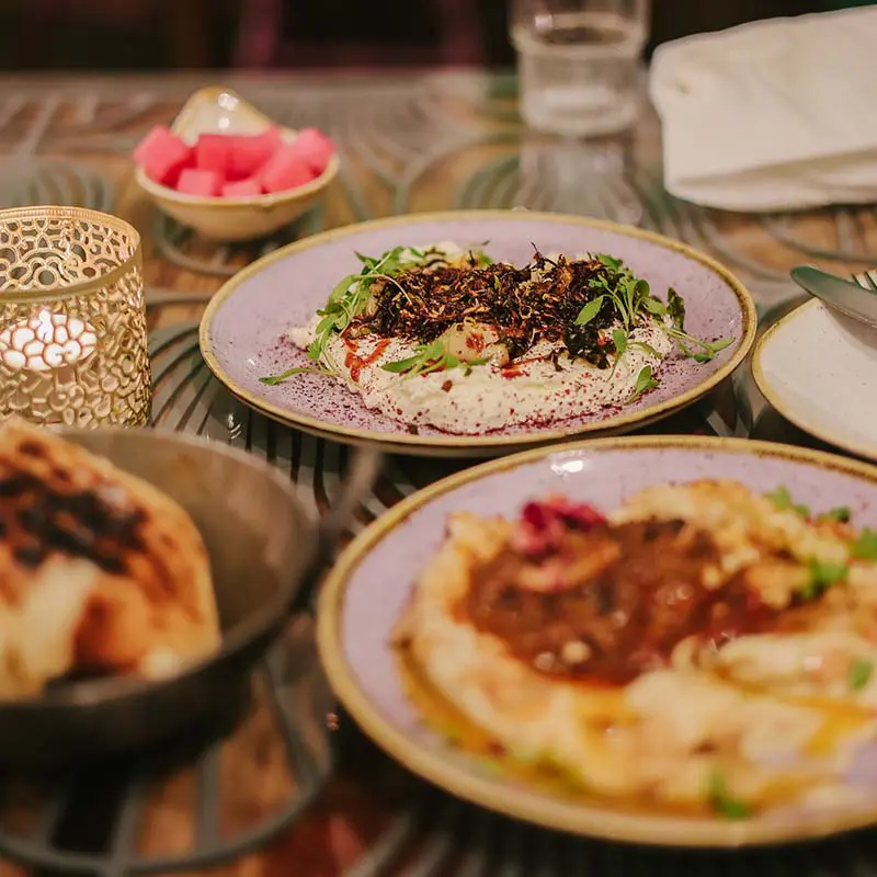Food dishes on a table
